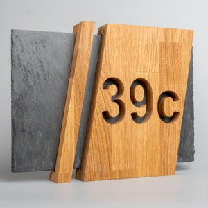 House Number Oak Slate Handmade Personalized Outdoor Decoration House Moving Gift Wedding Modern Street Number Address Boho