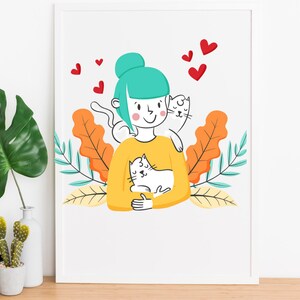Affiche personnalisée chat, cadeau animaux personnalisé, cat, pets lover