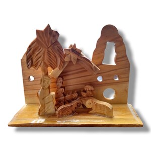 Small Hand Carved Olive Wood Nativity Set, Style 5, From the Holy Land.
