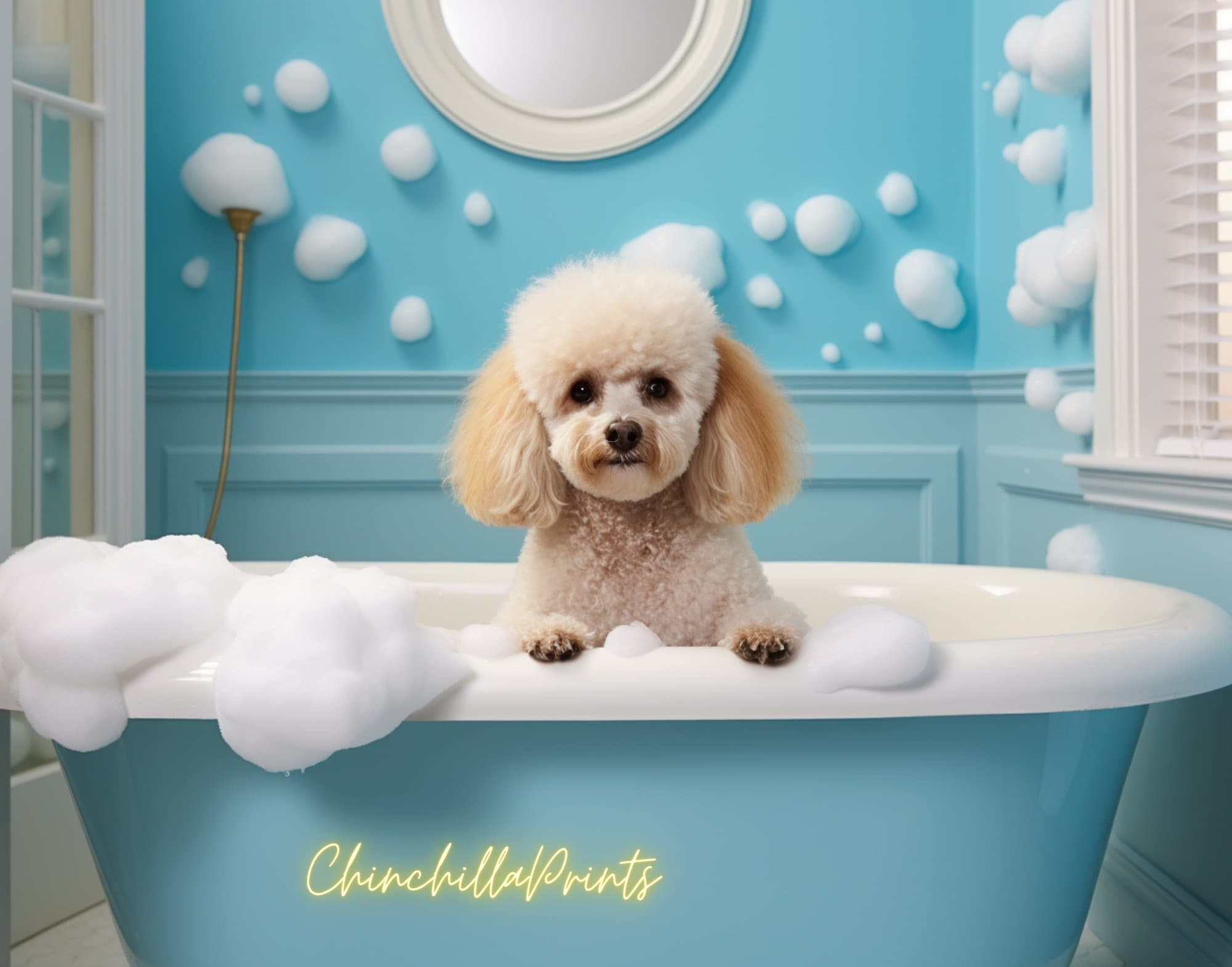 5 Poodle White Miniature Poodle Shabby Chic Style Sitting on Toilet ...