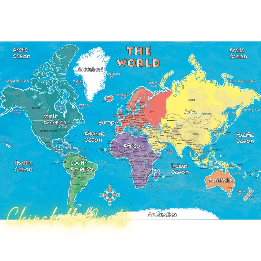 Continents Geography Cards World Map Printable Continents Oceans of the ...