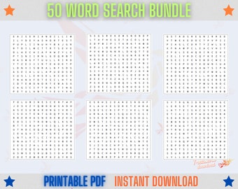 50 Word Search Bundle, Wordsearch, Bundle,Print and Play, Puzzle, Game, Printable Word Search, Print Game, Family Fun, Word Search Puzzle