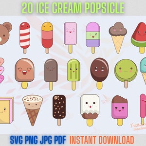 20 Ice Cream Popsicle  Popsicle Silhouette SVG PNG Cut File for Diy Crafting Inspirational Motivational Instant Download