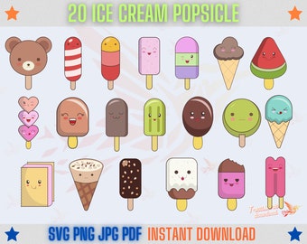 20 Ice Cream Popsicle  Popsicle Silhouette SVG PNG Cut File for Diy Crafting Inspirational Motivational Instant Download