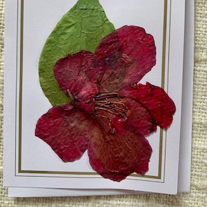 Handmade Pressed Flower Note Card: Botanical Art Greeting Card