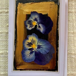 Handmade Pressed Flower Card: Metallic Painted Blank Note Card