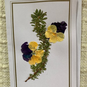 Pressed Flower Card: Handmade Botanical Greeting Card with Envelope