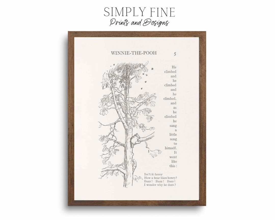 Winnie the Pooh and the Tree, Winnie the Pooh Digital Download Art ...
