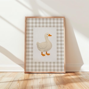 Vintage Goose Duck Print, Instant Digital Downloadable Wall Art, Trendy Decor, Illustration, Living Room Art, Gender Neutral Nursery Decor