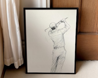 Vintage Golf Art, Masculine Wall Art, Cubicle Decor, Digital Download Print, Golf Artwork, Boy's Nursery Art Print, Gift for Golf Husband