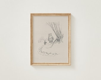 Vintage Winnie the Pooh and Piglet Print, Christopher Robin Nursery Art, INSTANT Digital Download, Baby Shower Gift, Over the Bed Wall Art