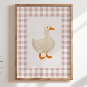 Vintage Duck Silly Goose Print, Got too Silly Wall Art, Instant Digital Download Poster, Pink Animal Art Poster, Farm Themed Nursery Decor