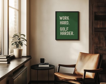 Vintage Golf Art, Masculine Wall Art, Play Golf Trendy, Digital Download Print, Golf Artwork, Funny Golf Saying, Cubicle Decor Gift for Boss