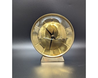 Vintage MCM Brass Clock Quartz Mid Century Modern Clock