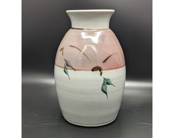 GP 1983 Georgetown Pottery Vase Red Pink White Vintage Studio Pottery