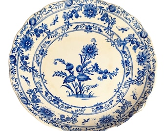 Antike Zwiebel Blau & Weiß Porzellan Serviersockel Kuchenstand
