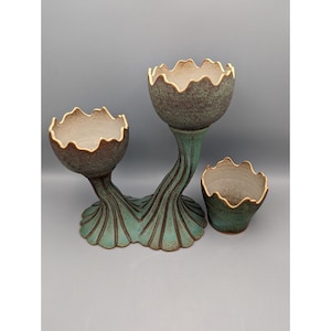 Gary Michel Studio Art Pottery Sculpture Candle Holders Planters