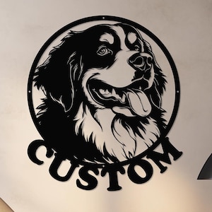 Bernese Mountain Dog Custom Die Cut Metal Sign, Dog Lover Gifts, Unique Personalized Indoor Outdoor Bernese Dog Mom Present, Dog Lover Gift