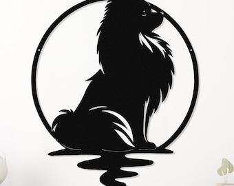 Pomeranian Silhouette Die Cut Metal Wall Art, Pomeranian Dog Lover Gifts, Large Metal Pom Wall Art, Outdoor Pom Gifts, Laser Cut Metal Sign
