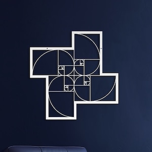 Metal Fibonacci Spiral Wall Art: Golden Ratio, Sacred Geometry