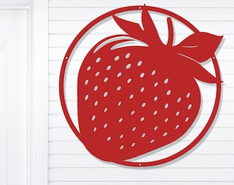Metal Strawberry Sign-Strawberry Nursery Wall Art-Cottage Core Aesthetic-Fruit Ddcor-Garden Sign, Farmers Market Sign or Nursery Sign