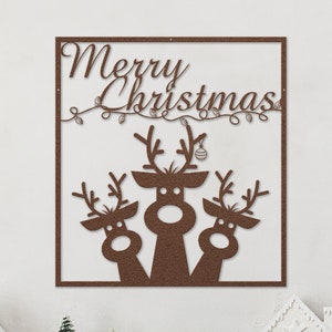 Funny Reindeer Wall Art-Reindeer Christmas Decorations-Steel Indoor Outdoor Merry Christmas Sign- Holiday Decor-Christmas Gift