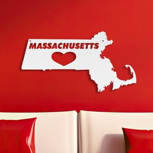 Massachusetts Metal Wall Art: State Love Sign, Boston Decor