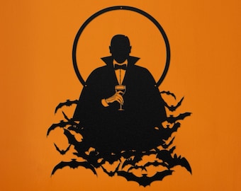 Metal Dracula Wall Art: Gothic Vampire Halloween Decor