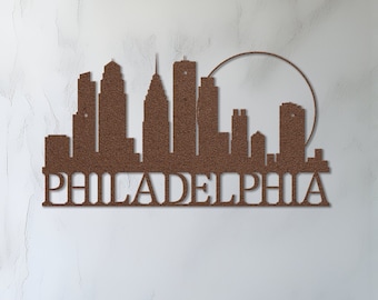 Die Cut Metal Philadelphia Skyline Wall Art: Cityscape Sign