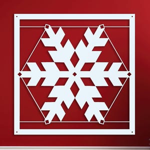 Snowflake Barn Quilt Square Metal Sign-Amish Barn Quilt Metal Wall Art-Modern Farmhouse Décor-PA Dutch Barn Star-Christmas Decoration