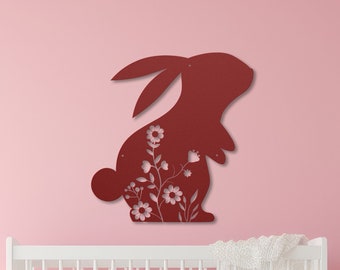 Die Cut Metal Bunny Sign is a Cottagecore Aesthetic Bunny Nursery Art Rabbit Wall Art is Lovely Easter Decor Spring Sign Rabbit Lover Gift