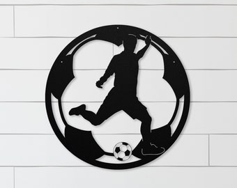 Soccer Player Metal Wall Art, Boys Room Football Decor, Soccer Gift, Sports Wall Decor, Teen Room Sign, Soccer Coach Gift, Metal Soccer Sign