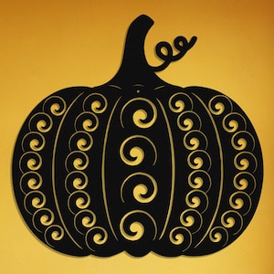 Swirly Metal Pumpkin Wall Art: Cottagecore Fall Decor