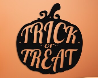 Metal Pumpkin "Trick or Treat" Halloween Wall Art - Indoor/Outdoor Decor