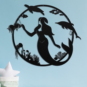 Laser Cut Metal Mermaid Sign-Mermaid Aesthetic-Metal Mermaid Wall Art-Mermaid Nursery or Child’s Room-Mermaidcore Decoration