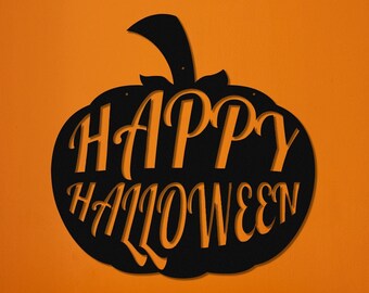 Happy Halloween Pumpkin Metal Wall Art: Cottagecore Door Sign