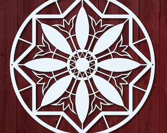 Metal Amish Hex Sign- PA Dutch Folk Art-Modern Farmhouse-Amish Tulip Garden Barn Star-Barn Sign Wall Decoration-Barn Art-Folklore Wall Art