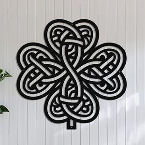 Celtic Shamrock Knot Metal Wall Art-Laser Cut Metal Shamrock Indoor - Outdoor Sign-Irish or Scottish Folk Art Gift-Traditional Celtic Art