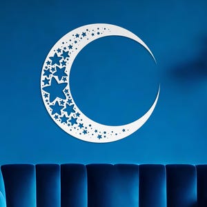 Moon Art-Die-Cut Metal Wall Art-Magical Moon Full of Stars-Ramadan Art-Great Gift For Nature and Lunar Enthusiasts, Patio Art, Halloween