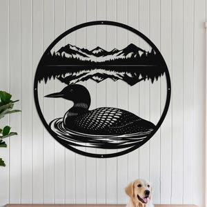 Loon Metal Wall Art-Lake House Decor-Cabin Wall Art-Mountain Lake Scene-Wildlife Art-Outdoor Metal Art-Minnesota Decor-Loon Gift-Rustic Art
