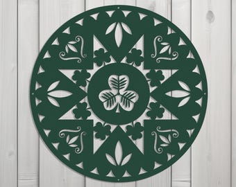 Irish Clover Hex Sign | PA Dutch Shamrock | St. Patrick's Day Decor | Modern Farmhouse Folk Art | Metal