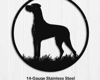 Great Dane Laser Cut Metal Sign-Dog Lover Christmas Gift-Circular Metal Great Dane Wall Art-Indoor Outdoor Metal Great Dane Art-Dog Mom Gift