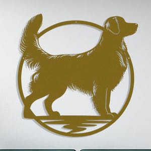 Golden Retriever Dog Laser Cut Metal Wall Art Sign Indoor Outdoor, Golden Dog Puppy Mom Dad Gift, Goldie Dog Lover Gift, Dog Memorial Gift