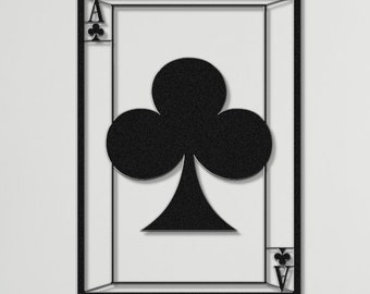 Ace of Clubs Metal Wall Art, Poker Room Decor, Laser Cut Metal Playing Card Sign, Las Vegas Art