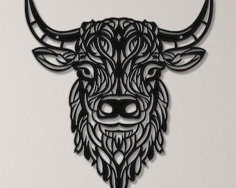 Highland Cow Metal Wall Art-Laser Cut Metal Highland Cow Sign- Modern Farmhouse Décor-Barn or Ranch Décor, Highland Cow Lover Gift-Cow Art