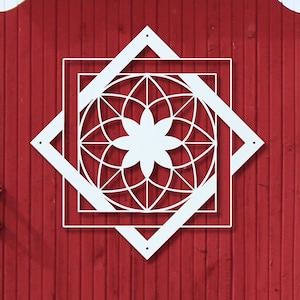 Amish Barn Quilt Metal Sign- Double Square Star Barn Quilt Metal Wall Art-Modern Farmhouse Decor-PA Dutch Folk Art Barn Star Quilt-Folk Art