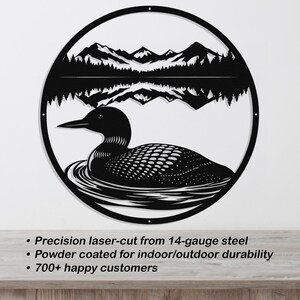 Loon Metal Wall Art-Lake House Decor-Cabin Wall Art-Mountain Lake Scene-Wildlife Art-Outdoor Metal Art-Minnesota Decor-Loon Gift-Rustic Art