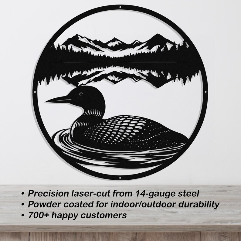 Loon Metal Wall Art-Lake House Decor-Cabin Wall Art-Mountain Lake Scene-Wildlife Art-Outdoor Metal Art-Minnesota Decor-Loon Gift-Rustic Art