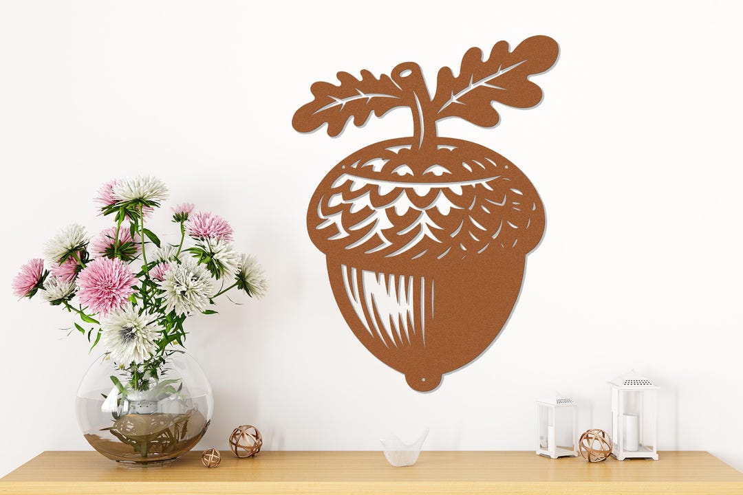 Rustic Acorn Metal Wall Art-laser Cut Metal Acorn Sign-cottage Core ...