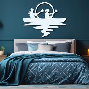 Die-Cut Metal Wall Art Happy Couple Kayaking at Sunset. Outdoor Art, Nature Enthusiast, Adventure Time Art Sign, Outdoorsy Couple Gift